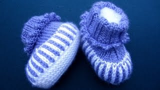 How to Sew Stockinette Stitches Baby booties [upl. by Standing735]