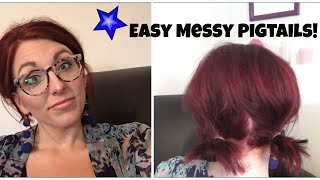 Messy Pigtail tutorial How to backcomb tease Hair [upl. by Brasca]