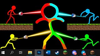 Stickman vs Minecraft LAVA VS WATER vs NETHER vs GRASS  Animation vs Minecraft Cartoon [upl. by Vaish]