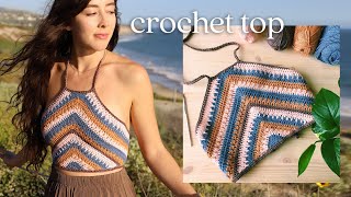 Crochet Summer Top Tutorial  Boho Crop Top [upl. by Haseena]