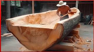 Man Turns Massive Log into Amazing CANOE  Start to Finish Build by OutbackMike [upl. by Nivra879]