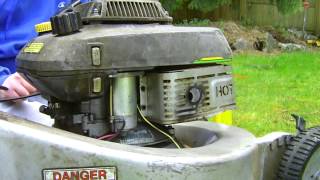 Using Carburetor cleaner to clean the carb on my john deere 14SE mower [upl. by Clellan]