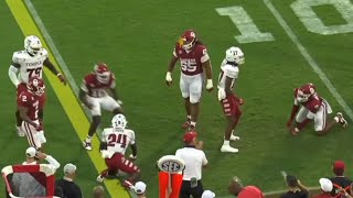 Oklahoma player gets hit in helmet by penalty flag [upl. by Anthony]