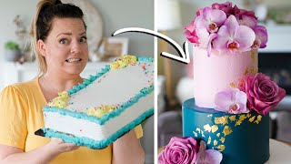 Turning a 20 Grocery Store Cake into a 500 Wedding Cake [upl. by Arhna]