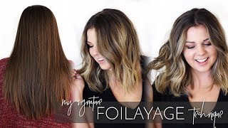 Foilayage Hair Technique  How to Balayage Brunette Virgin Hair  Tutorial on Sierra Schlutzzie [upl. by Nhguaval]