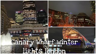 Winter lights festivalLondon Canary Wharf winter lights London walk tour 2024 January [upl. by Steiner617]