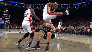 Kyle Lowry nearly broke his back after a terrible fall 😮 Heat vs Nets [upl. by Akcirre37]