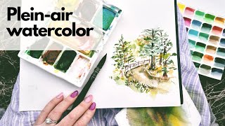 Plein Air Watercolor Landscape Painting Tutorial  Watercolour Demo by Shahanoor Mamun [upl. by Aerdnas945]