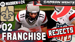 HARDEST MADDEN 24 FRANCHISE  NFL REJECTS CARSON WENTZ TAKES THE LEAD vs SAINTS  Ep2 [upl. by Bihas]