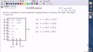 GATE 2014 ECE Boolean expression realized by 8 to 1 Multiplexer [upl. by Rust157]