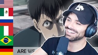 Synchronsprecher reagiert auf Attack on Titan in anderen Sprachen [upl. by Adiaros]