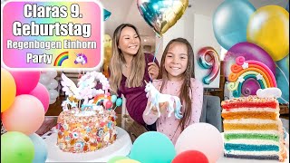 Claras 9 Geburtstag 🎂 Geschenke auspacken Regenbogen Einhorn Candy Cake Torte Deko  Mamiseelen [upl. by Allenotna]