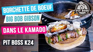 Brochette de boeuf Big Bob Gibson sauce raifortmoutarde caramélisée sur le Kamado Pit Boss K24 [upl. by Aicelaf]