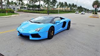 Lamborghini Aventador LP7004 Blue Roadster Start Up amp Drive Delivery to Lamborghini Miami [upl. by Rechaba]