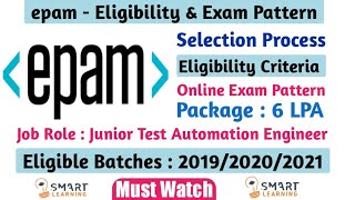 Epam Latest Exam Pattern For Test Automation  epam Selection Process 2021  Smart Learning [upl. by Hiroko]