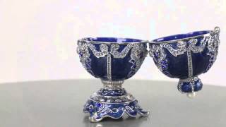 Faberge SilverBlue Egg Trinket Box by Keren Kopal Swarovski Crystal [upl. by Adnouqal608]