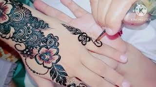 Butiful flower style Mehndi  simple easy steps henna [upl. by Heywood]