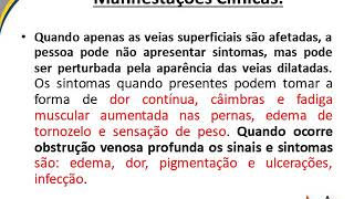 INTERCORRÊNCIAS CLÍNICAS AULA 6  TROMBOSE FLEBITE E VARIZES [upl. by Fitzger]