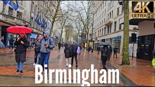 Birmingham City Centre  Relaxing Rainy Walk Tour 2024 4K HDR [upl. by Antonia108]