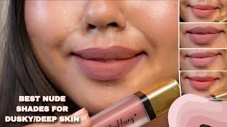 MYHUES NUDE LIPSTICKS SWATCHES ON BARE SKIN NC40 NC42 HAUL  FOR DUSKYBROWNDEEP SKIN AMAZON [upl. by Monia]