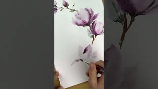 Watercolor tutorial  how to paint blossoming magnolia in loose style watercolortutorial arttips [upl. by Atenahs704]