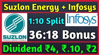 Suzlon Energy  Infosys Ltd • Stocks Declared High Dividend Bonus amp Split With Ex Dates [upl. by Nnyroc851]