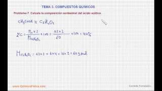 Problema 7 Compuestos químicos Calcular la composición centesimal del ácido acético [upl. by Oza]