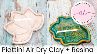 Come Modellare e Dipingere Piattini Air Dry Clay  Resina  Aesthetic trend TikTok  Lotus e Foglia [upl. by Adev]