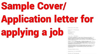 SAMPLE COVER LETTER  SAMPLE APPLICATION LETTER FOR JOBS I MOST EFFECTIVE COVERING LETTER SAMPLE [upl. by Samale]