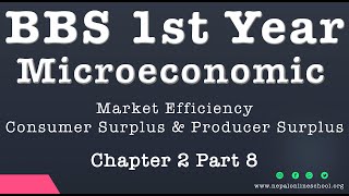 BBS 1st YearEconomicsChapter 2Part 8Market EfficiencyConsumer Surplus amp Producer SurplusNOS [upl. by Yeruoc]