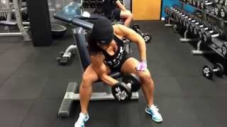 Lita Lewis Concentration Bicep Curls using 35lbs Dumbbells [upl. by Loni488]