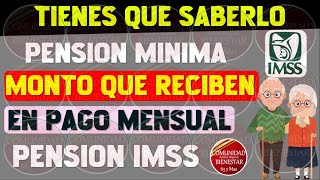 🔔💵INFORMATE YA📢Este es el monto que reciben en pago mensual de pensión mínima del IMSS 2024 [upl. by Schear]