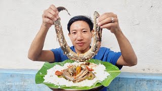 Amazing knocking Naga Style  Eating water Snake Fish mukbang [upl. by Whiting]