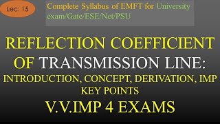 Reflection Coefficient in Transmission Line Concept Derivation Key Points  EMFT  Lec 15 [upl. by Anerev]