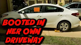 Car gets Booted amp Fined by HOA in her OWN DRIVEWAY [upl. by Derf]