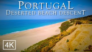 Deserted Beach Descent Praia do Rio da Prata Meco  Portugal 2021 4K 60fps ASMR [upl. by Auof]