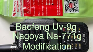 Baofeng Uv9g na771g antenna Modification upgrade [upl. by Auqcinahs974]