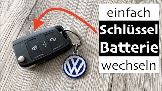 VW Golf 7 Schlüssel Batterie wechseln  so einfach gehts [upl. by Arammahs]