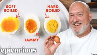 The Secret to Perfect Boiled Eggs Soft Jammy Hard  Epicurious 101 [upl. by Tuhn]