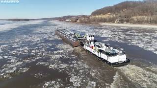 Towboat Meet  The Confluence of the Mississippi and Illinois Rivers [upl. by Jala474]