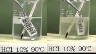 Acid resistance comparison test for Aluminum label vs SL600 [upl. by Sukul]