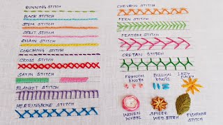 20 Most Important Hand Embroidery Stitches That Everyone Must Learn  Absolute Beginners [upl. by Alexander]