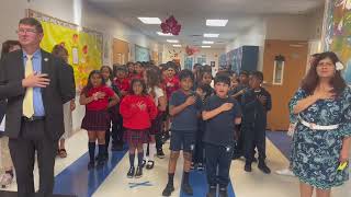 3rd and 4th Graders Recite Pledge of Allegiance in Spanish [upl. by Lawtun]