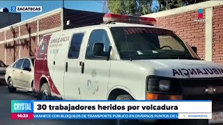 30 trabajadores resultaron heridos tras volcadura de camión en Zacatecas  Crystal Mendivil [upl. by Adyeren538]