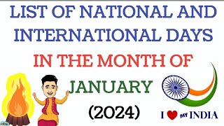 January Days List 2024 List of National amp International Days Important Day amp Dates of January 2024 [upl. by Ntsud]