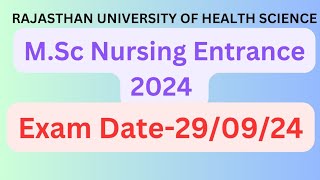 RUHS MSC NURSING ENTRANCE EXAM DATERAJASTHAN MSC NURSING ENTRANCE EXAM 29092024 Naurang Lal Sir [upl. by Ofori436]