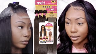 CLOSURE QUICK WEAVE ON NATURAL HAIR FT JANET COLLECTION MELT VIRGIN REMY HAIR [upl. by Nolrak]