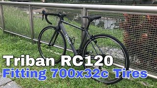 Triban RC120  Fitting 700x32c Tires [upl. by Drooff]