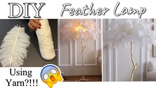 HOW TO USE YARN TO DIY A FEATHER LAMP DIY FLOOR LAMP [upl. by Cherilynn]