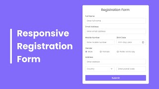 How to Create Responsive Registration Form in HTML amp CSS [upl. by Sorgalim]